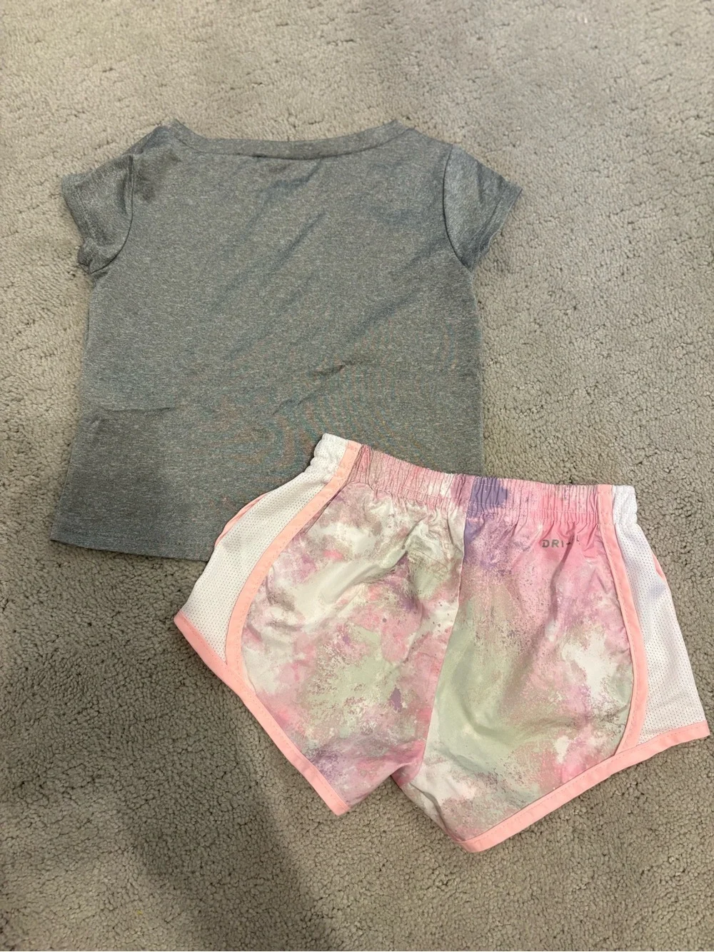 Nike Baby Girl Size 24 months Pink & Gray Athletic Set Dri Fit Outfit